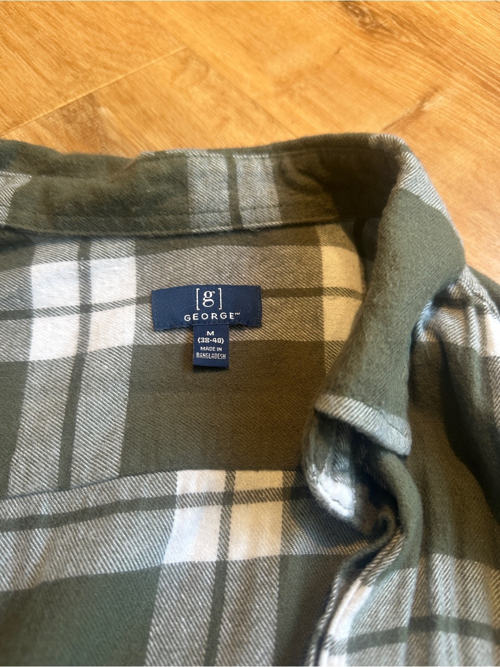 Olive Green & White Plaid Flannel Shirt - Picture 2 of 2
